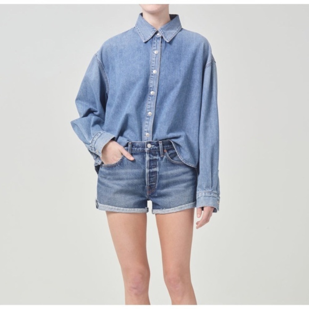 Agolde Light Blue Denim Jean Shorts